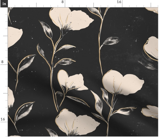 Thumbnail: The Pressed Botanicals  in charcoal by Marta Rusin fat quarter