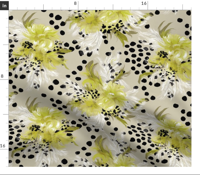 Painted Plume 3 in Lime by Marta Rusin Fat Quarter