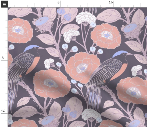 Thumbnail: Aviary Garden 3 in Cream by Marta Rusin Fat Quarter