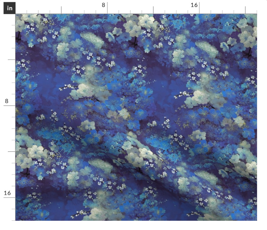 Thumbnail: The Crimson Spell 1 in  Blue by Marta Rusin Fat Quarter