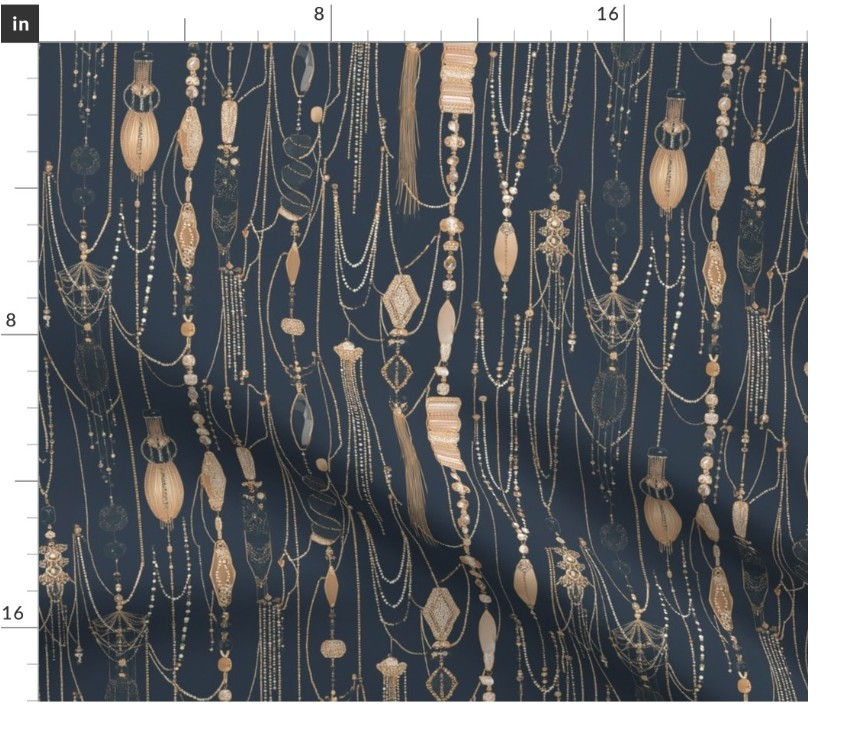Thumbnail: The Lustre and Beads 2 in Graphite by Marta Rusin Fat Quarter