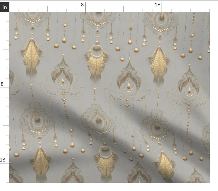 Thumbnail: The Regal Pendants 5 in Pearl  by Marta Rusin Fat Quarter