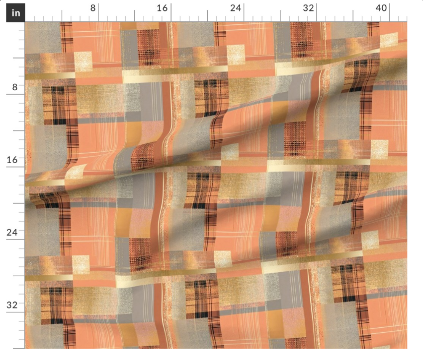The Gridlock Tartan 2 in Burnt Salmon by Marta Rusin yard etc