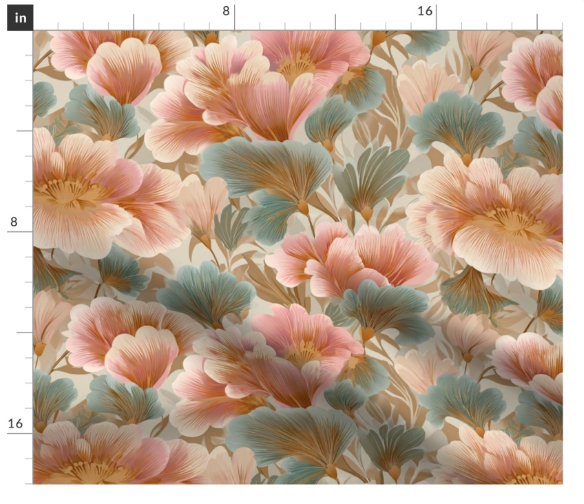 Thumbnail: The Petal Sonata 2 in Amber Rose by Marta Rusin Fat Quarter