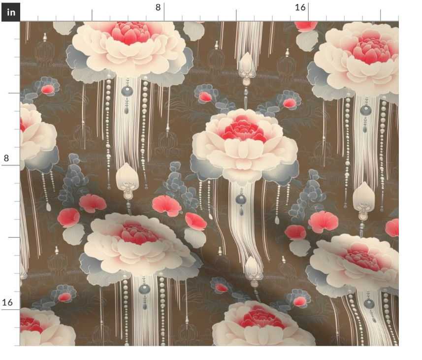 The Lacquered Bloom 6 in Neutral by Marta Rusin Fat Quarter