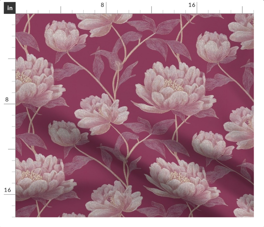 Thumbnail: The Antique Bloom 1 in  Mauve by Marta Rusin Fat Quarter