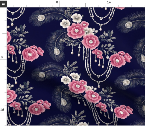 Thumbnail: Pearl Corsage 4 in Royal Blue by Marta Rusin Fat Quarter