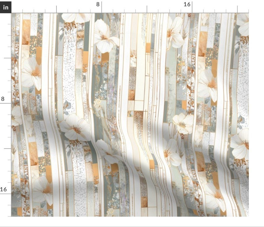The Botanical Inlay 1 in White by Marta Rusin Fat Quarter