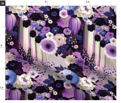 Thumbnail: Garden Cascade 4 in Magenta by Marta Rusin Fat Quarter