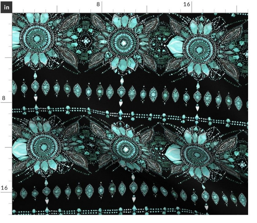 Thumbnail: The Dynasty Jewels 6 in Emerald by Marta Rusin Fat Quarter