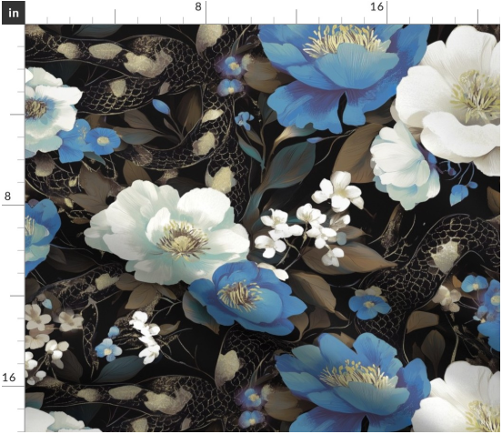 Thumbnail: The Velvet Chinoiserie  in indigo by Marta Rusin fat quarter