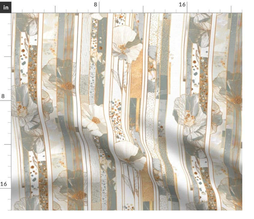 Thumbnail: The Botanical Inlay 2 in White by Marta Rusin Fat Quarter