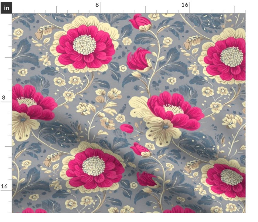 Thumbnail: The Archive Garden 2 in  Grey by Marta Rusin Fat Quarter