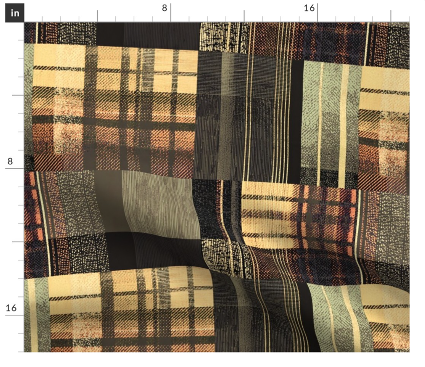 Thumbnail: The Metro Tartan 1 in Goldenrod by Marta Rusin Fat Quarter