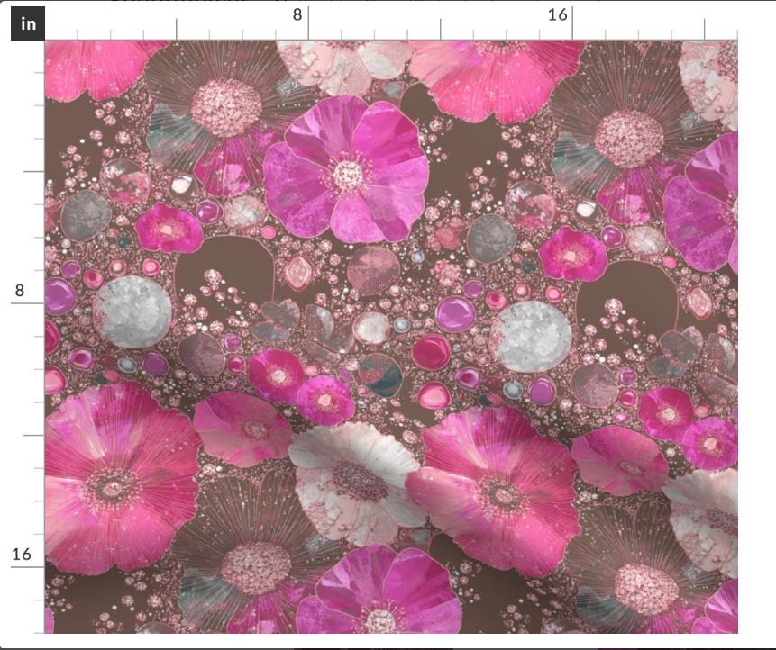 Thumbnail: The Crystal Bloom 4 in Pink by Marta Rusin Fat Quarter