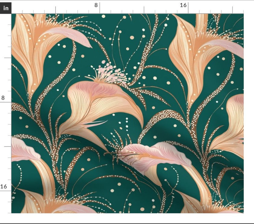 Thumbnail: The Velour Botanica 4 in Emerald by Marta Rusin Fat Quarter