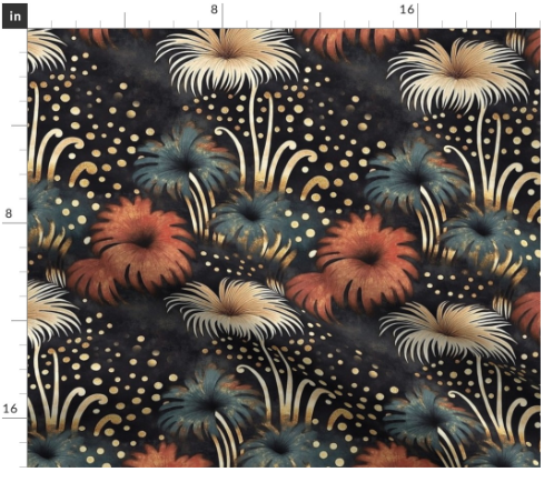 Thumbnail: Palm Arabesque 6 in Onyx by Marta Rusin Fat Quarter