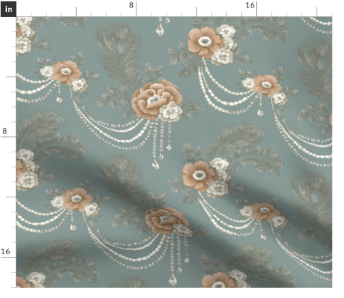 Thumbnail: Pearl Corsage 9 in Pale Blue by Marta Rusin Fat Quarter