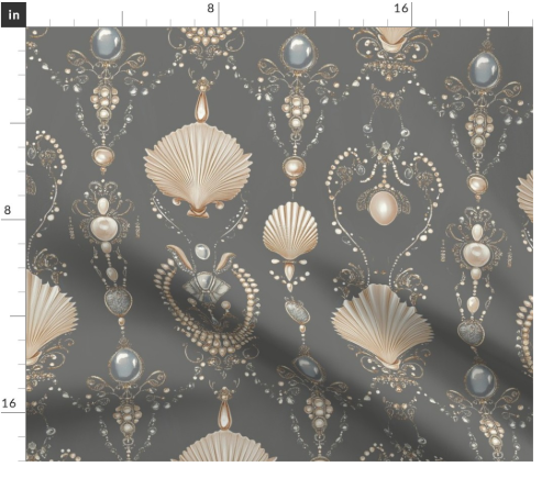 Thumbnail: Shell Nouveau 6 Stone Grey by Marta Rusin Fat Quarter