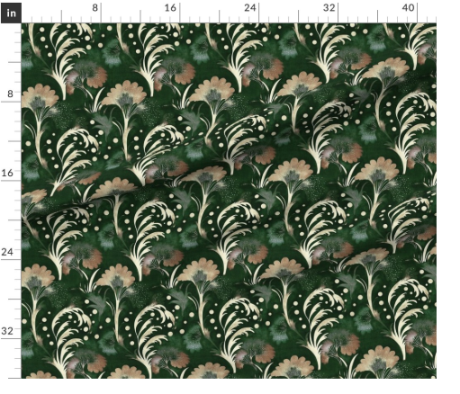 Thumbnail: Palm Arabesque 2 in Emerald by Marta Rusin yard etc