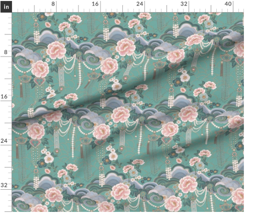 Thumbnail: Pearl Arcade 5 in Jade Teal by Marta Rusin yard etc