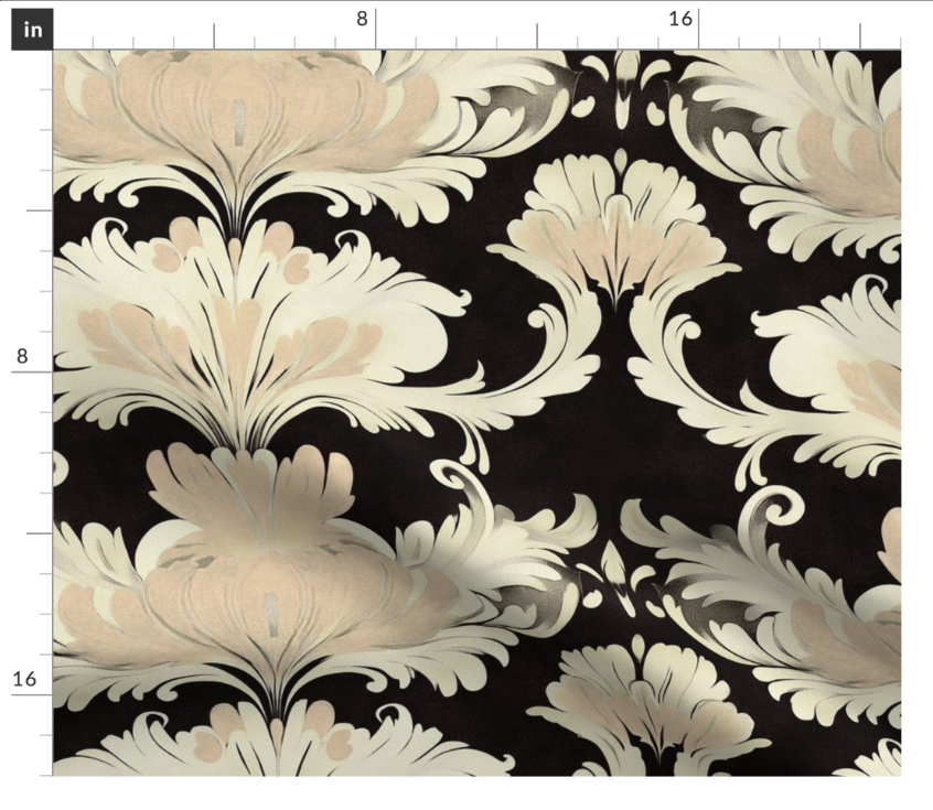 Thumbnail: The Bloom Nouveau 3 in Cream by Marta Rusin Fat Quarter