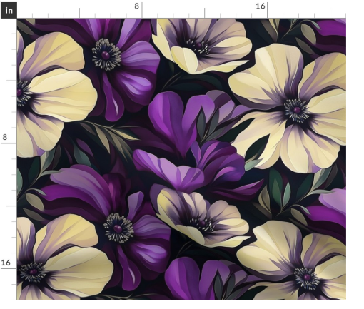 Thumbnail: Painted Bloom 2  Purple by Marta Rusin Fat Quarter