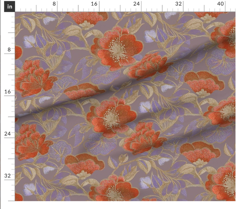 Thumbnail: The Threaded Blooms 3  in Sunset Lilac by Marta Rusin yard etc
