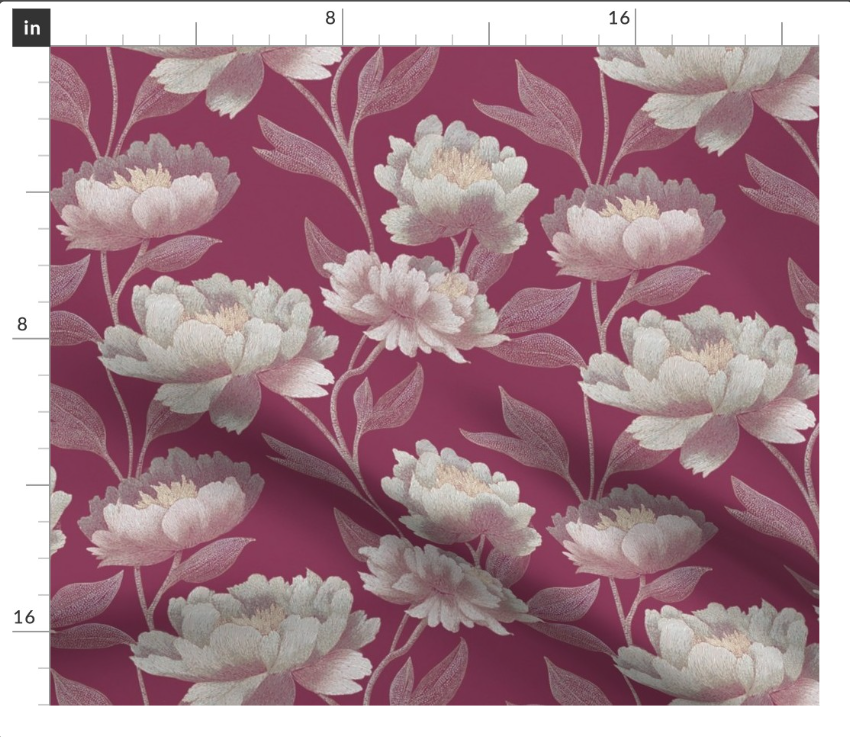 Thumbnail: The Antique Bloom 3 in Mauve by Marta Rusin Fat Quarter