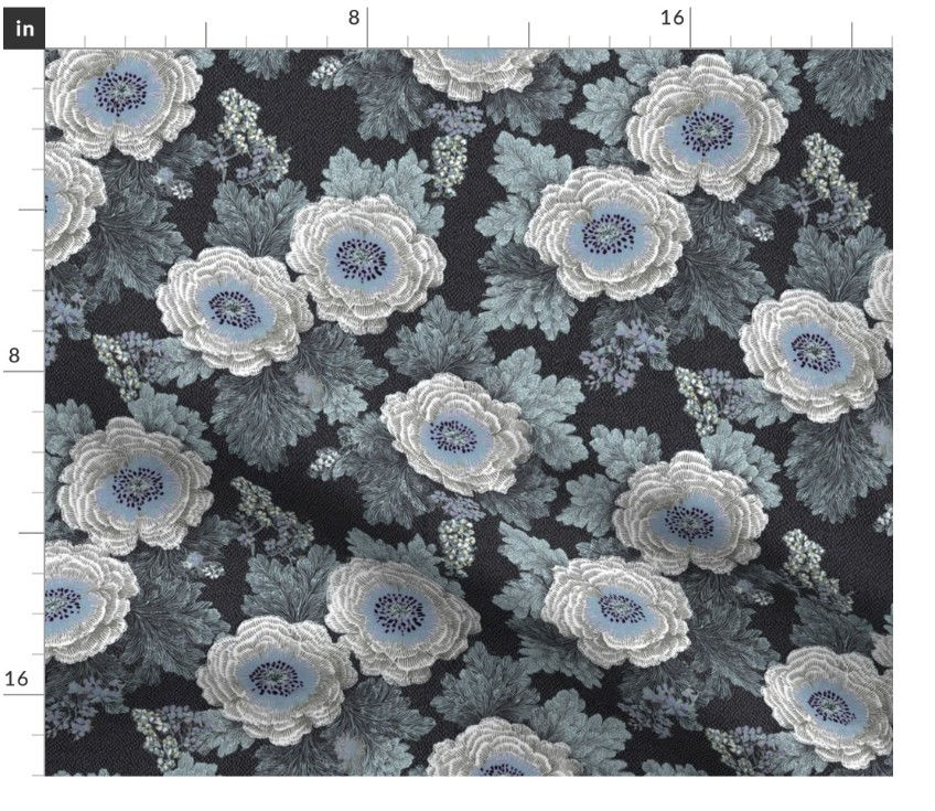 Thumbnail: The Needlework Garden 1 in Stone by Marta Rusin Fat Quarter