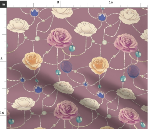 Thumbnail: Bijou Rose 5 in Dusty Rose by Marta Rusin Fat Quarter