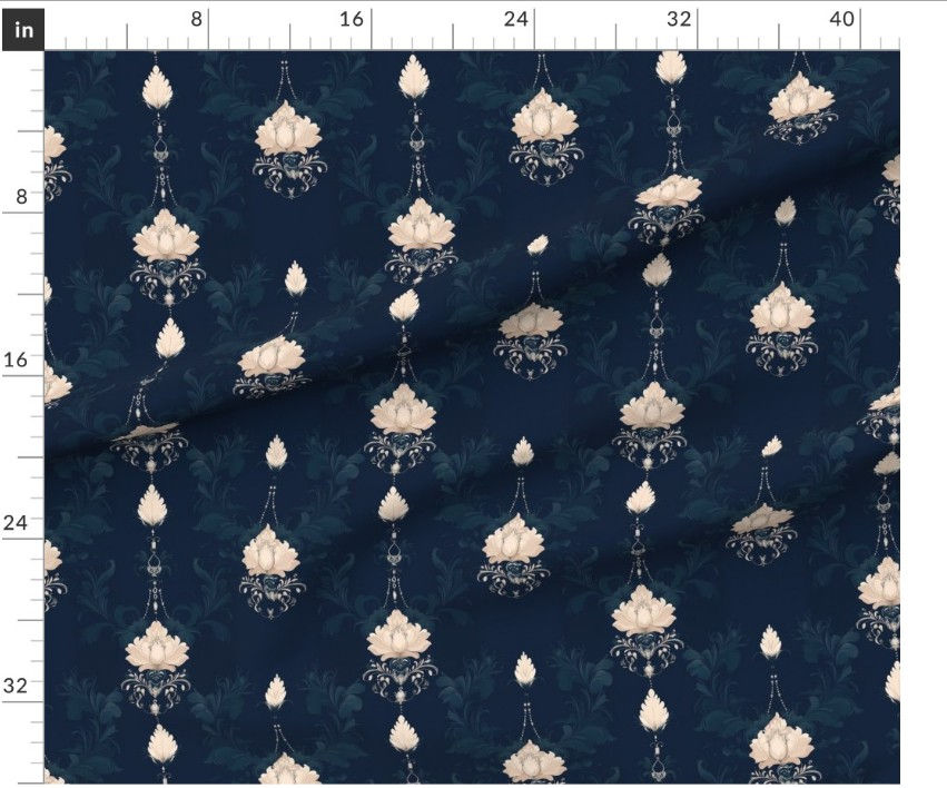 Thumbnail: The Ornamental Bloom 4 in  Dark Blue by Marta Rusin yard etc