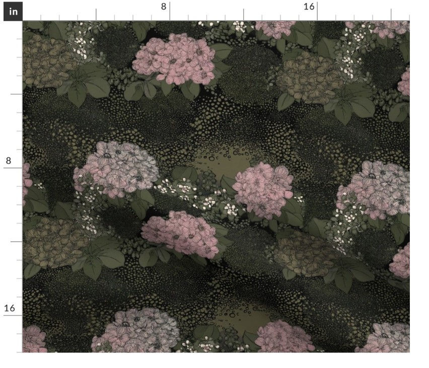 Thumbnail: The Hydrangea Garden 4 in Pink  by Marta Rusin Fat Quarter