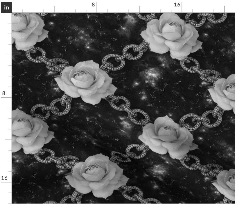 Thumbnail: The Astral Rosette  1 in B&W by Marta Rusin Fat Quarter