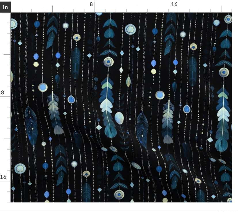 Featherfall 3 in Navy by Marta Rusin Fat Quarter