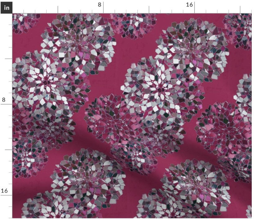 Thumbnail: The Mosaic Bloom 2 in  Magenta by Marta Rusin Fat Quarter