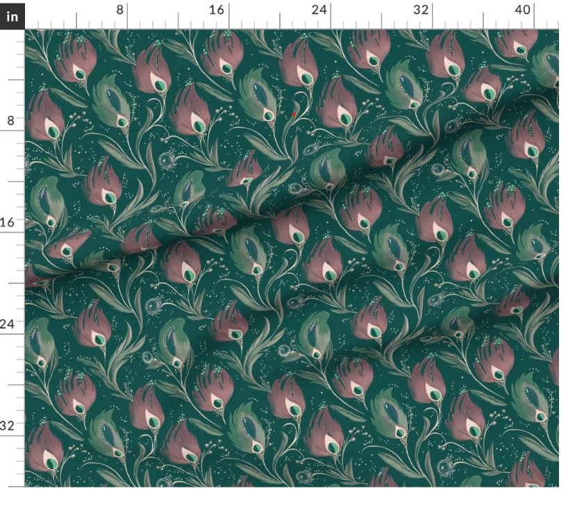 Thumbnail: Feathered Bloom 4 in Emerald by Marta Rusin yard etc