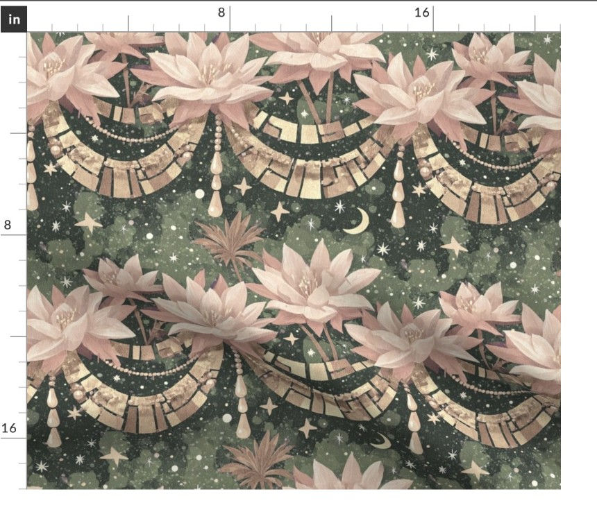 The Cosmic Lotus 2 in Olive by Marta Rusin Fat Quarter