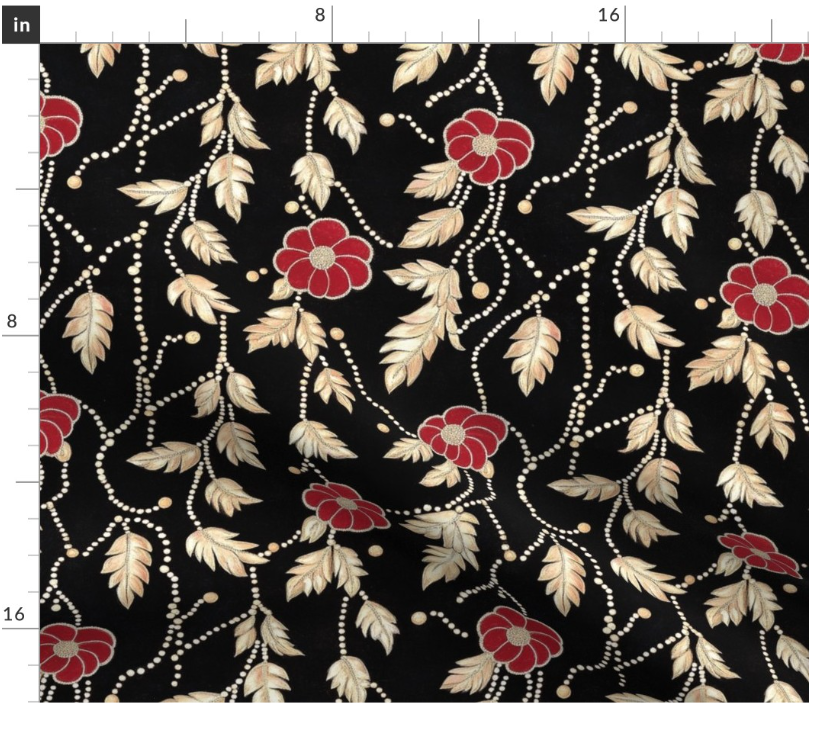 Thumbnail: Heirloom Bloom 2 in Onyx by Marta Rusin Fat Quarter
