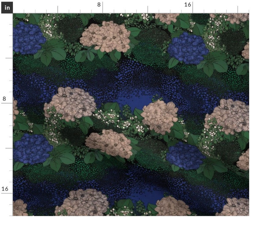 Thumbnail: The Hydrangea Garden 4 in Purple by Marta Rusin Fat Quarter