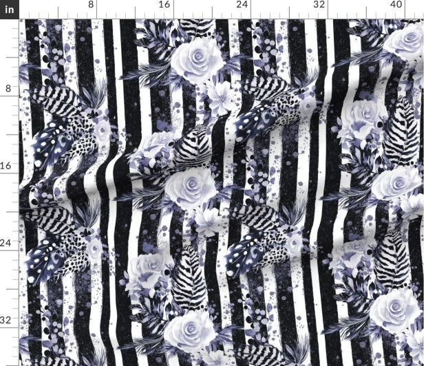 Thumbnail: Glam stripe  in faded blue by Marta Rusin yard etc