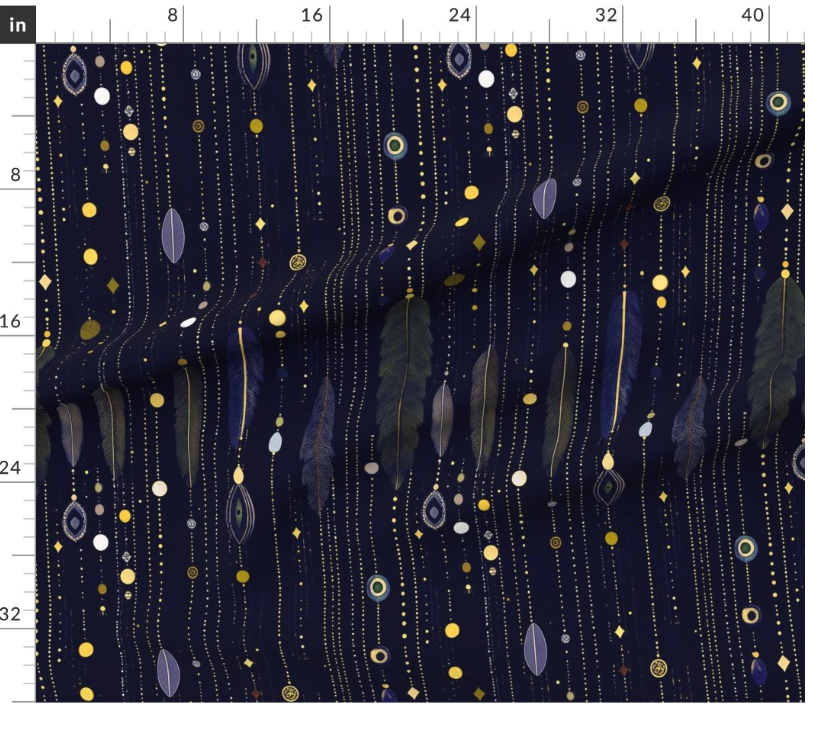 Thumbnail: Featherfall 4 in Navy by Marta Rusin yard etc