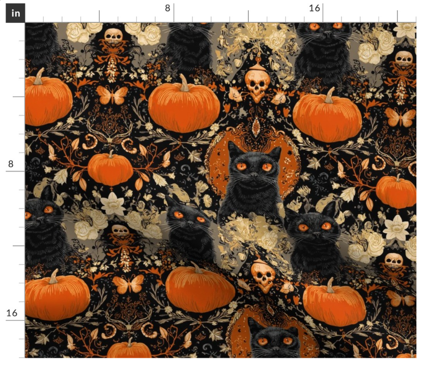 The Vintage Halloween 3 in Pumpkin Orange by Marta Rusin  Fat Quarter