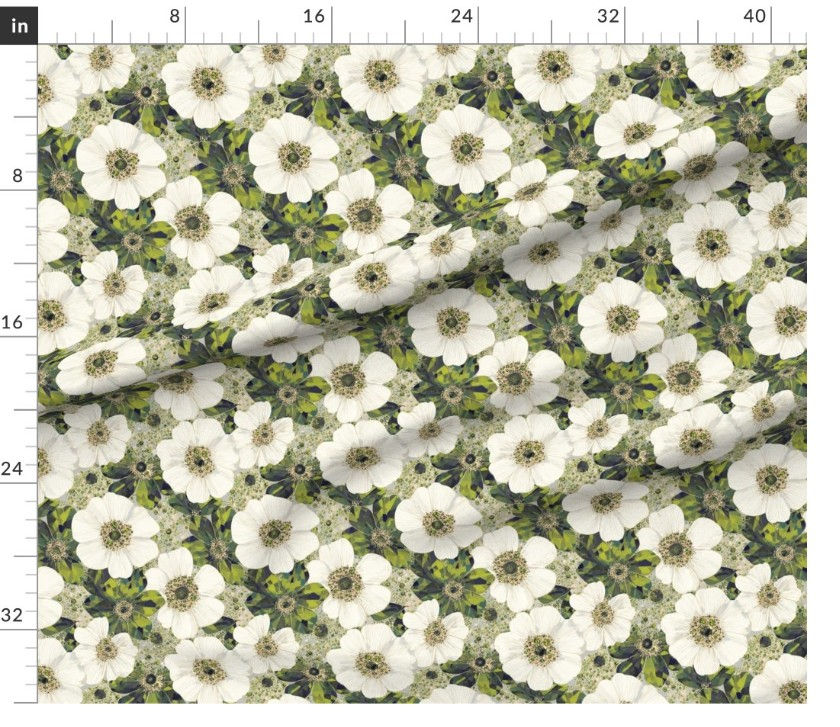 Thumbnail: The Faceted Floral 1 in Olive by Marta Rusin yard etc