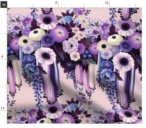 Thumbnail: Garden Cascade 1 in Magenta by Marta Rusin Fat Quarter