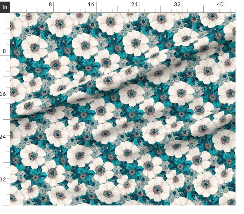 Thumbnail: The Faceted Floral 1 in Blue by Marta Rusin yard etc