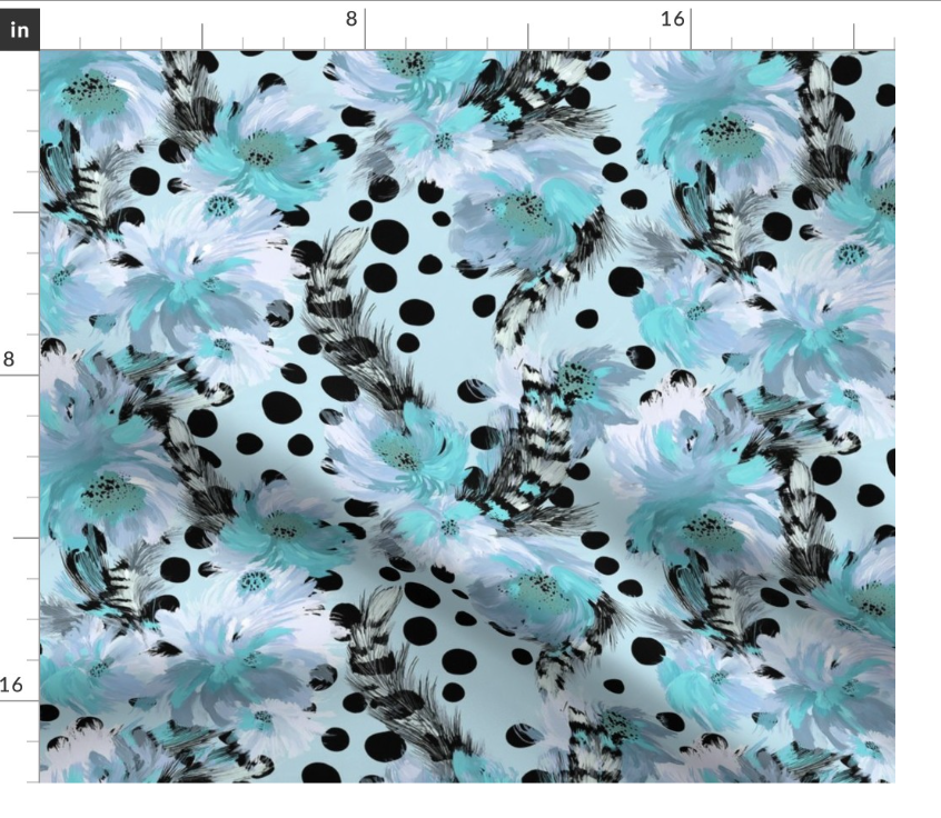 Painted Plume 1 in Turquoise by Marta Rusin yard etc