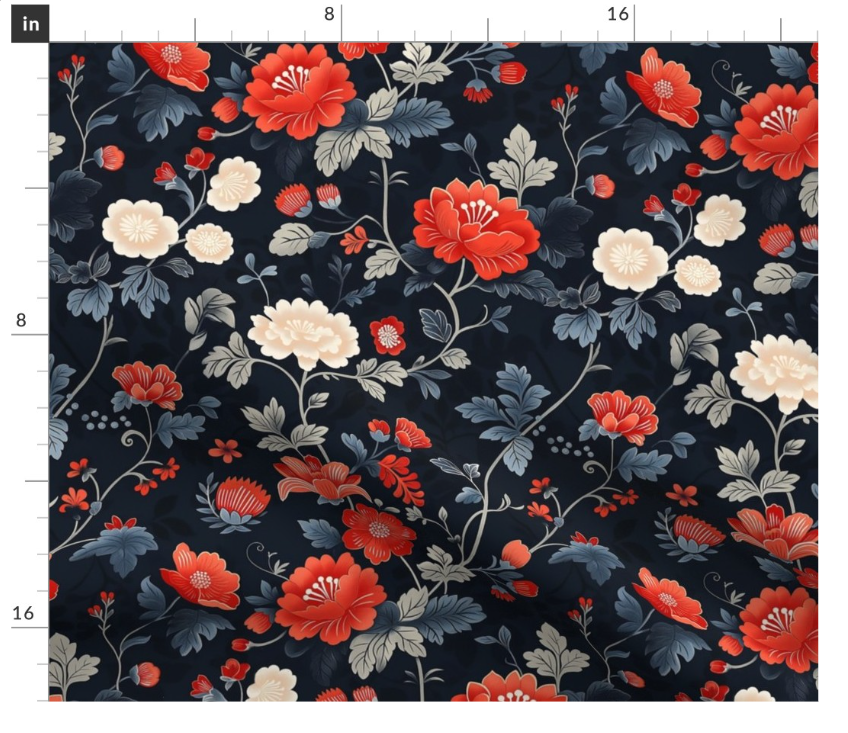 Thumbnail: The Bohemian Rhapsody 4 in Navy by Marta Rusin Fat Quarter