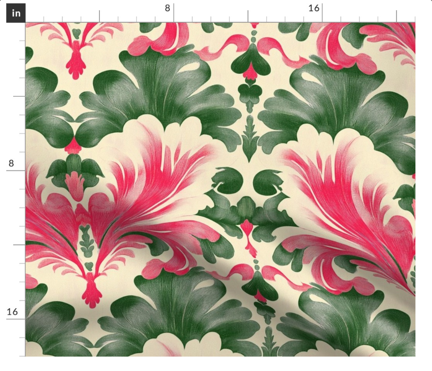 Thumbnail: The Bloom Nouveau 1 in Fuchsia by Marta Rusin Fat Quarter