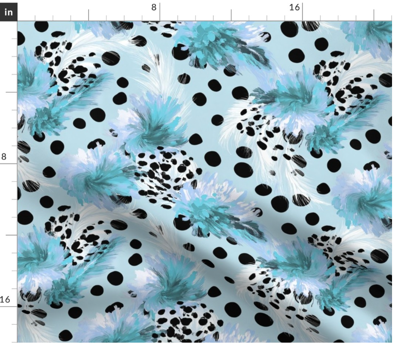 Thumbnail: Painted Plume 5 in Turquoise by Marta Rusin Fat Quarter